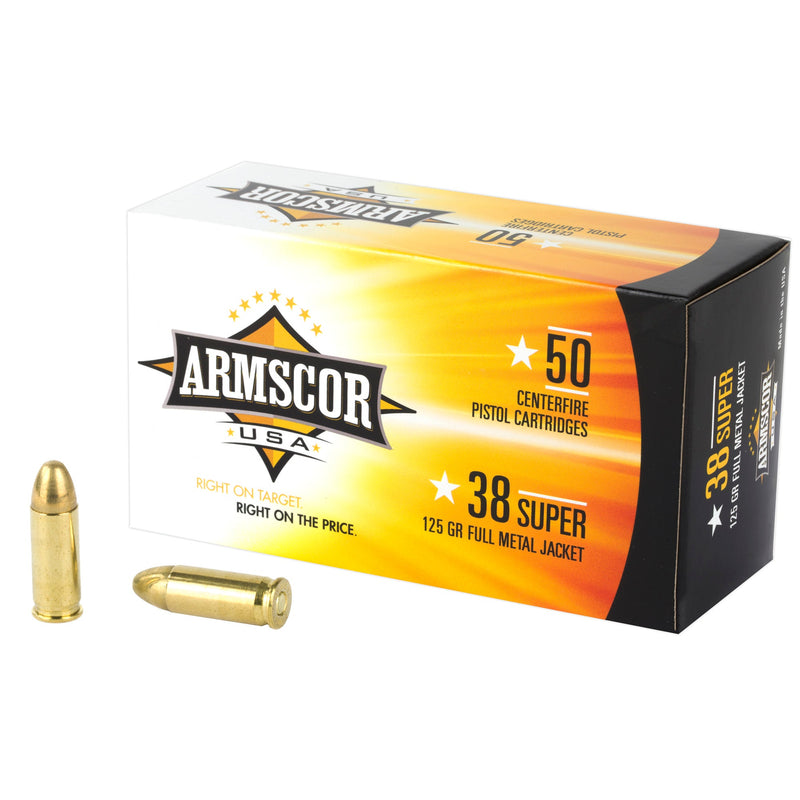 Load image into Gallery viewer, ARMSCOR 38SUPER 125GR FMJ 50/1000 - ARMFAC38SUPER-1N - Marksmans Corner
