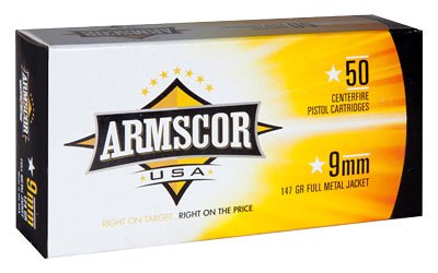 Load image into Gallery viewer, ARMSCOR 9MM 147GR FMJ 50/1000 - ARMFAC9-5 - Marksmans Corner
