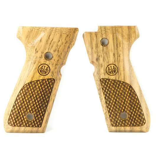 BERETTA GRIPS 92 96 WOOD OVAL CHKRNG - BRE00219 - Marksmans Corner