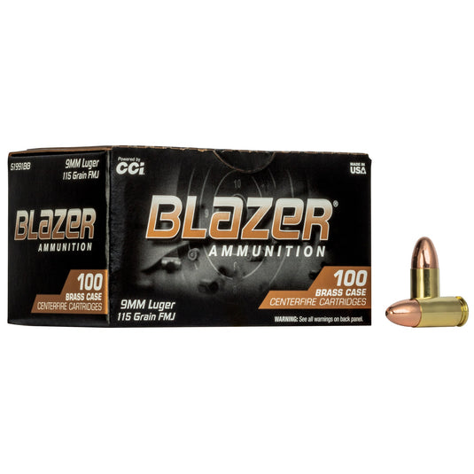 BLAZER 9MM 115GR FMJ 100CT BOX - CCI51991BB - Marksmans Corner