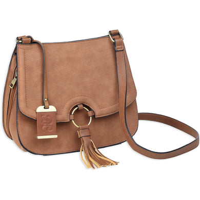 BULLDOG CROSS BODY PURSE CAMEL SUEDE - BDP-034 - Marksmans Corner