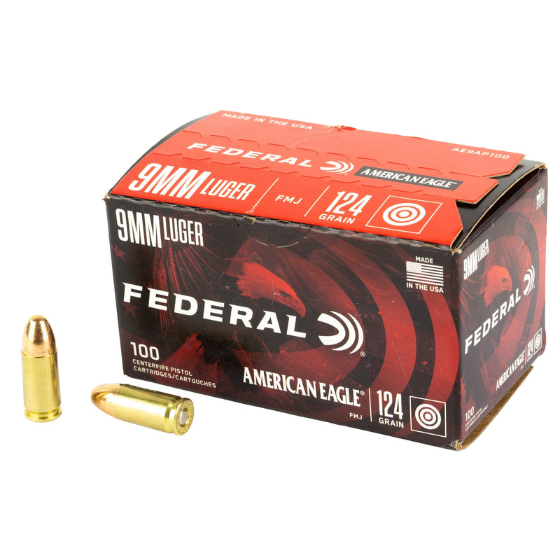 Load image into Gallery viewer, FED AM EAGLE 9MM 124GR FMJ 100RD - FEAE9AP100 - Marksmans Corner
