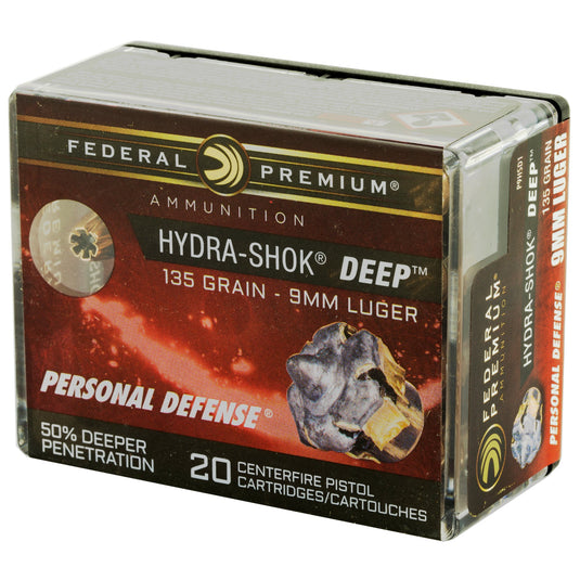 FED HYDRA-SHOK DEEP 9MM 135GR HP 20/ - FEP9HSD1 - Marksmans Corner