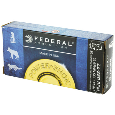 FED PWRSHK 22-250REM 55GR SP 20/200 - FE22250A - Marksmans Corner