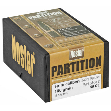 NOSLER 6MM 100GR SP PARTITION 50CT - NOSB35642 - Marksmans Corner