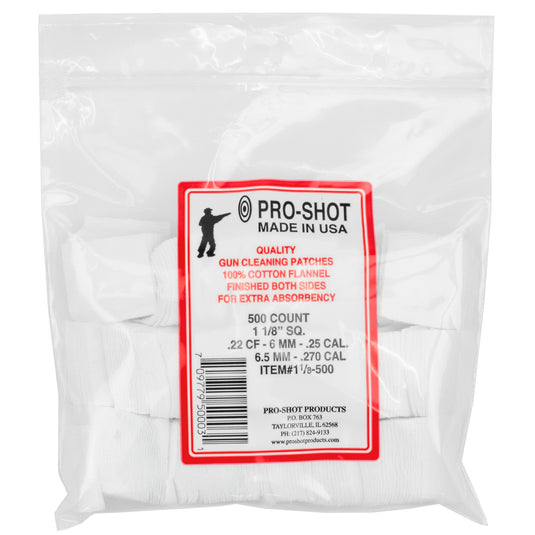 PRO-SHOT PATCH .22-.270CAL SQ 500 CT - PRO11-8-500 - Marksmans Corner