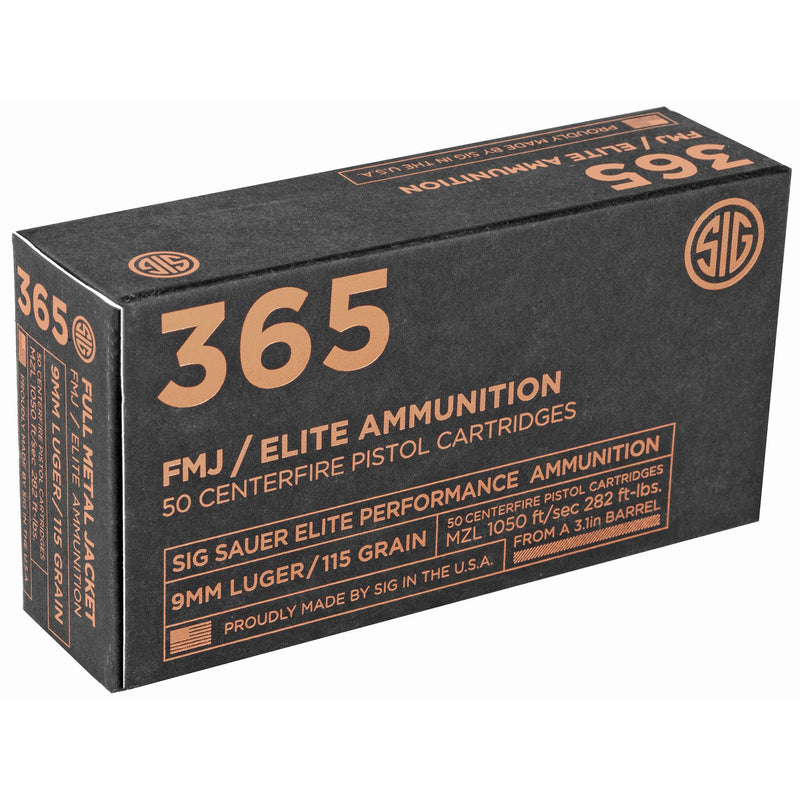 Load image into Gallery viewer, SIG AMMO 9MM 115GR FMJ 50/1000 - SGE9MMB1-365 - Marksmans Corner
