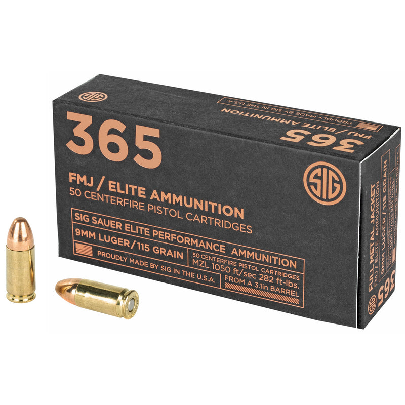 Load image into Gallery viewer, SIG AMMO 9MM 115GR FMJ 50/1000 - SGE9MMB1-365 - Marksmans Corner
