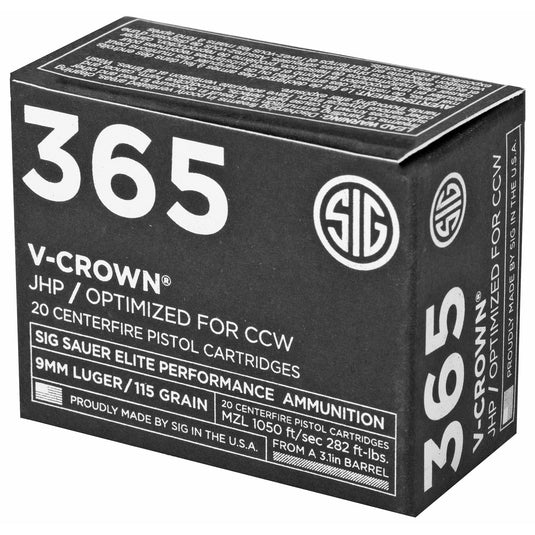 SIG AMMO 9MM 115GR JHP CCW 20/200 - SGE9MMA1-365 - Marksmans Corner