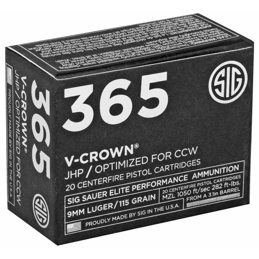 SIG AMMO 9MM 115GR JHP CCW 20/200 - SGE9MMA1-365 - Marksmans Corner