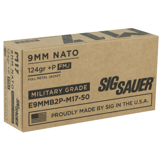 SIG AMMO 9MM M17 124GR +P FMJ 50/100 - SGE9MMB2P-M17 - Marksmans Corner