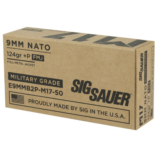 SIG AMMO 9MM M17 124GR +P FMJ 50/100 - SGE9MMB2P-M17 - Marksmans Corner