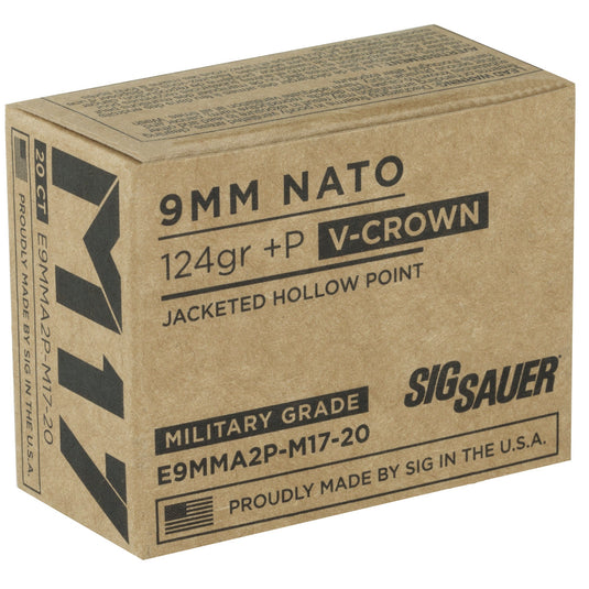 SIG AMMO 9MM M17 124GR +P JHP 20/200 - SGE9MMA2P-M17 - Marksmans Corner