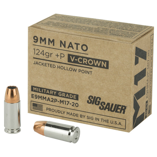 SIG AMMO 9MM M17 124GR +P JHP 20/200 - SGE9MMA2P-M17 - Marksmans Corner