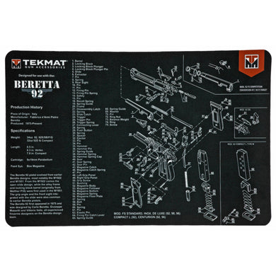 TEKMAT PISTOL MAT BERETTA 92 BLK - TEKR17-BER92 - Marksmans Corner