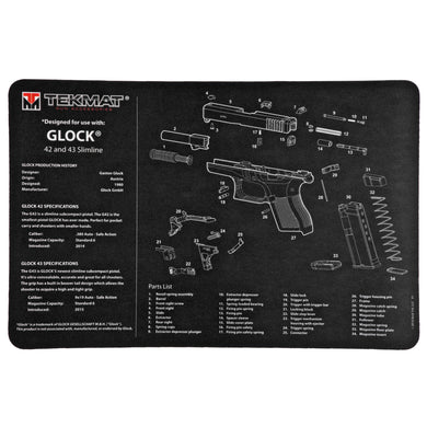 TEKMAT PISTOL MAT FOR GLK 42/43 BLK - TEKR17-GLOCK-42-43 - Marksmans Corner