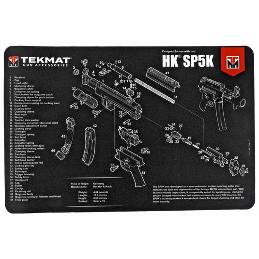 TEKMAT PISTOL MAT H&K SP5K - TEKR17-HK-SP5K - Marksmans Corner