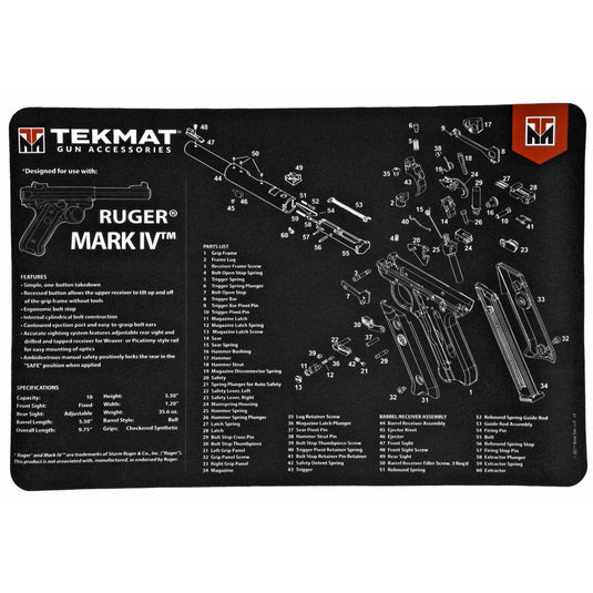 TEKMAT PISTOL MAT RUGER MARK IV BLK - TEKR17-RUGERMK4 - Marksmans Corner