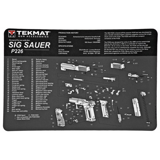 TEKMAT PISTOL MAT SIG P226 BLK - TEKR17-SIGP226 - Marksmans Corner