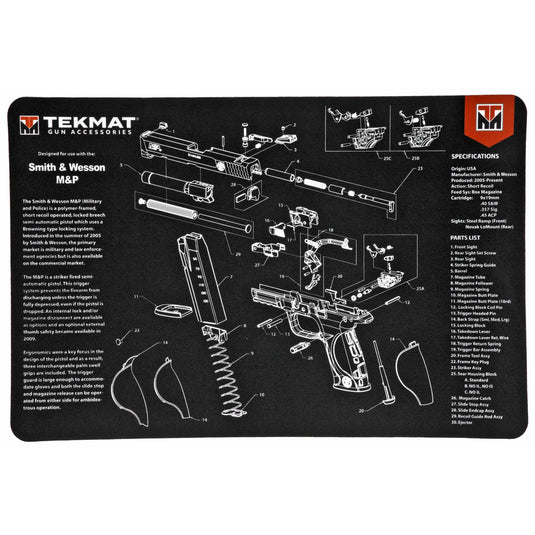 TEKMAT PISTOL MAT S&W M&P BLK - TEKR17-SW-MP - Marksmans Corner