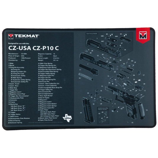 TEKMAT PSTL MAT FOR CZ P10C BLK - TEKR17-CZP10C - Marksmans Corner