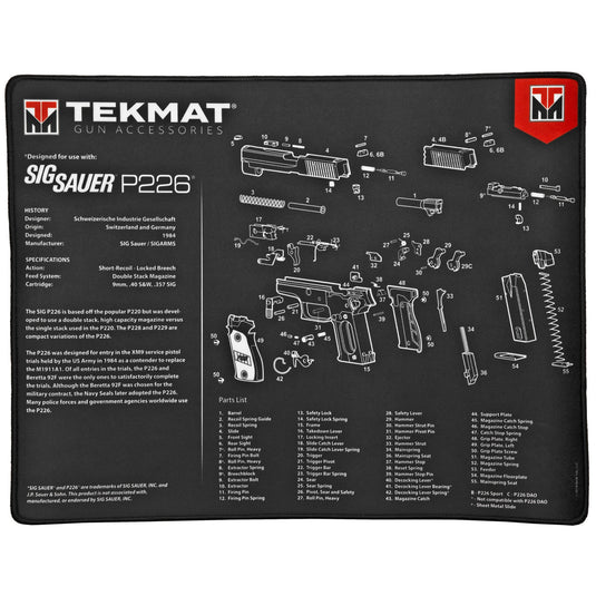 TEKMAT ULTRA PSTL MAT SIG P226 BLK - TEKR20-SIGP226 - Marksmans Corner