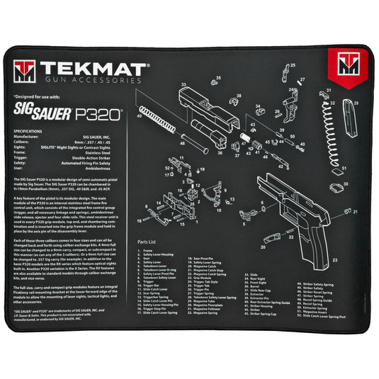 TEKMAT ULTRA PSTL MAT SIG P320 BLK - TEKR20-SIGP320 - Marksmans Corner