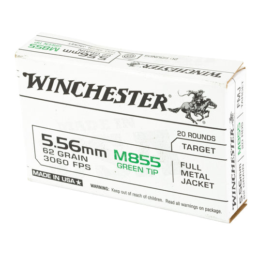 WIN 556 M855 62GR FMJ GRNTIP 20/1000 - WNWM855K - Marksmans Corner