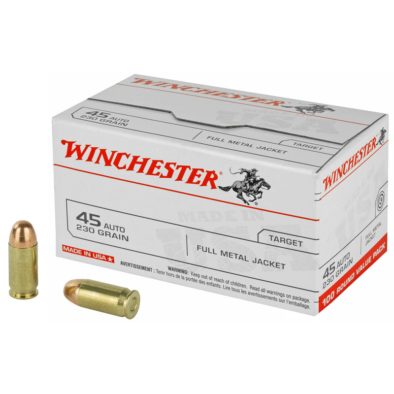 Load image into Gallery viewer, WIN USA 45ACP 230GR FMJ 100/500 - WNUSA45AVP - Marksmans Corner
